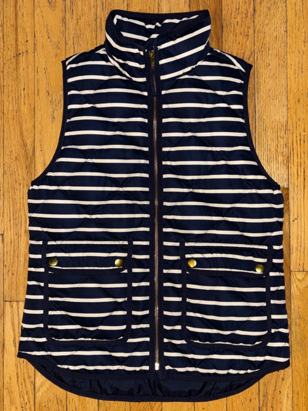 J.Crew Women’s Excursion Striped Quilted Puffer Vest - X Small